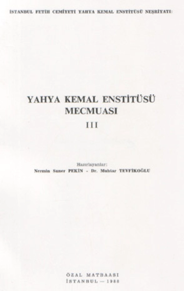Yahya Kemal Enstitüsü Mecmuası III
